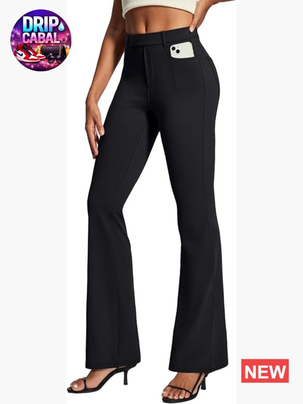 Stretchy Polyester Spandex Bootcut Dress Pants with Pockets